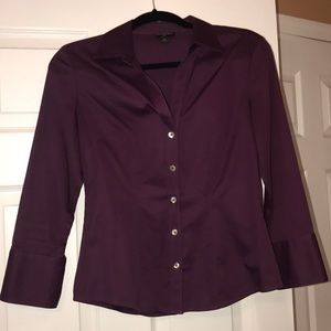 Banana Republic Eggplant Collard Blouse